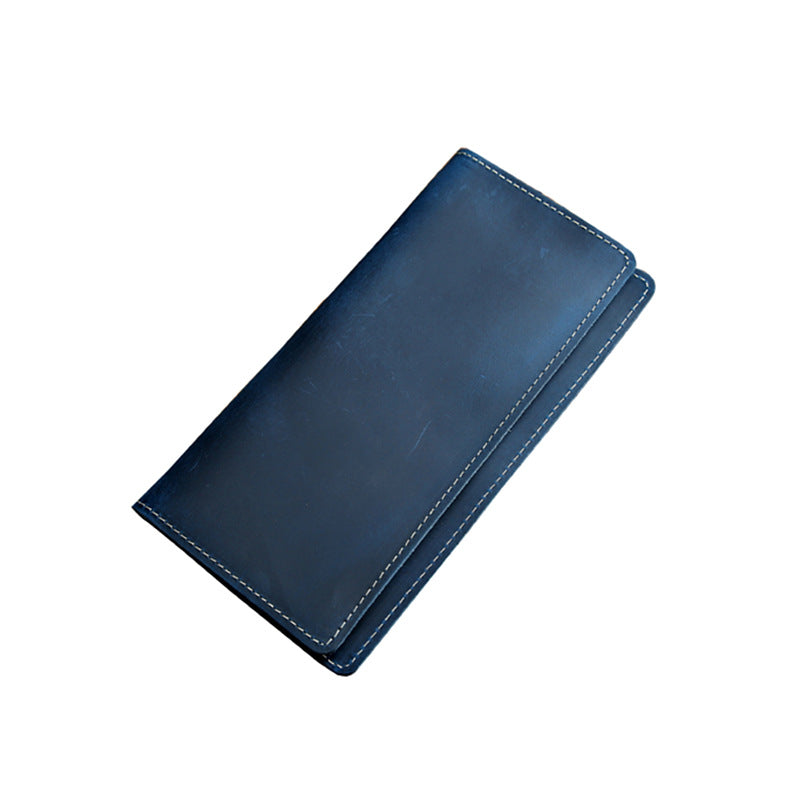 Men's Retro Leather Long First Layer Cowhide Simple Crazy Horse Men's Wallets