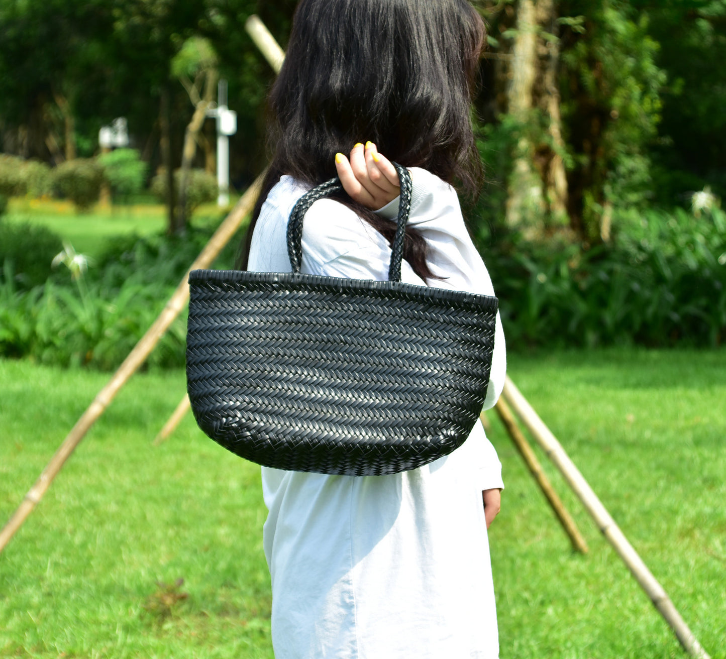 Women's Woven Genuine Leather French Style Vegetable Bags