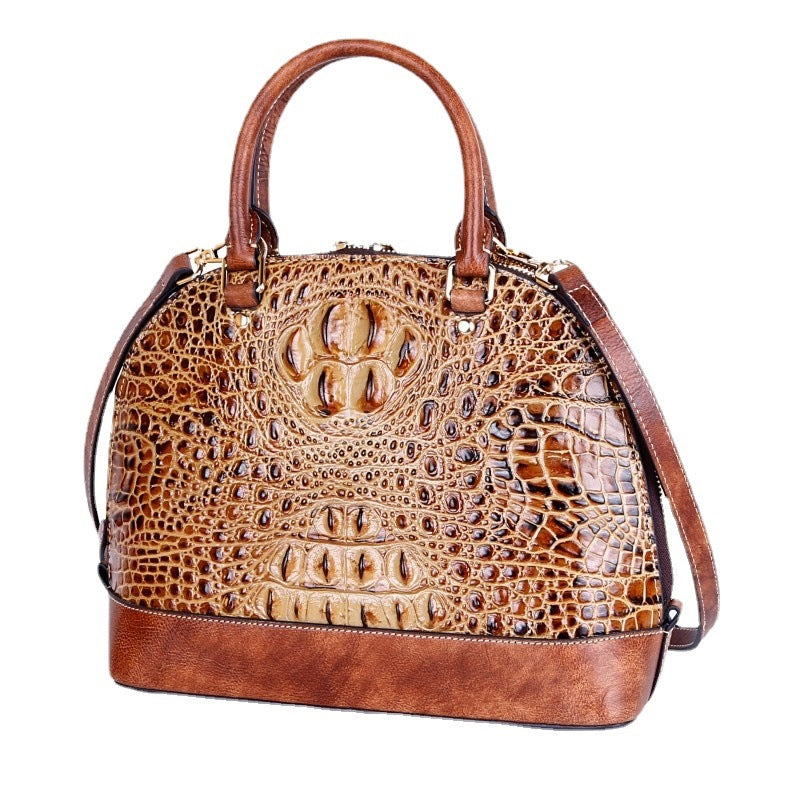 Women's Retro First Layer Cowhide Artificial Brushed Shoulder Bags