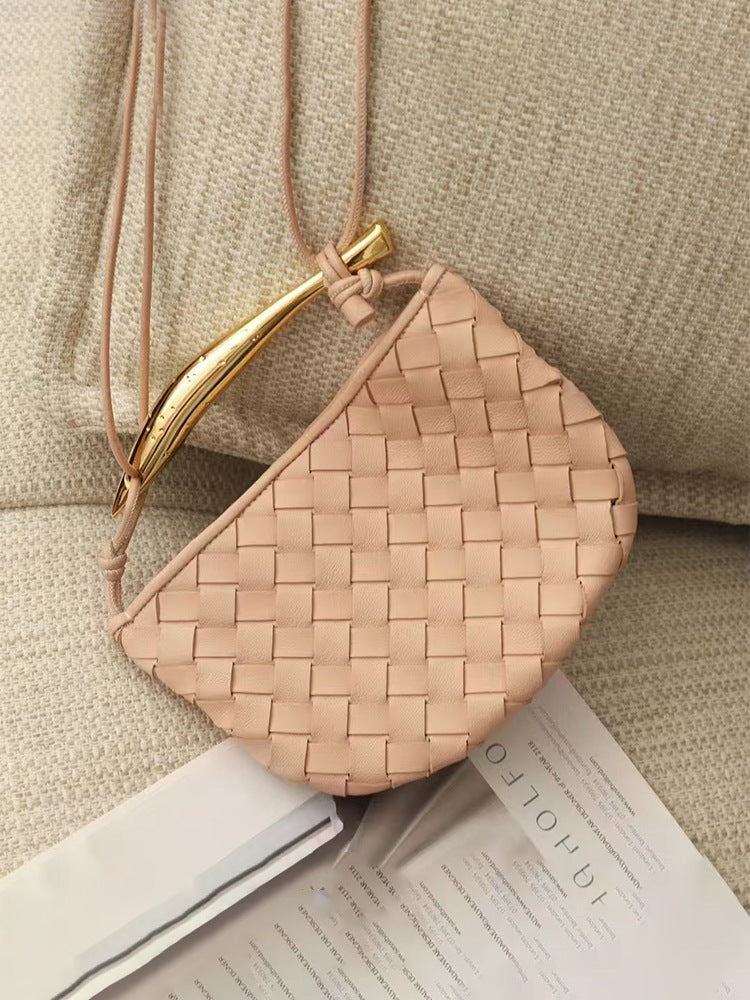 Mini Sardine Woven Cowhide Metal Portable Crossbody Bags