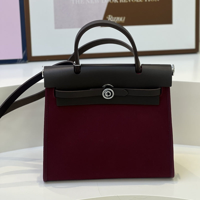 Graceful Classy Attractive Leather With Canvas Handbags