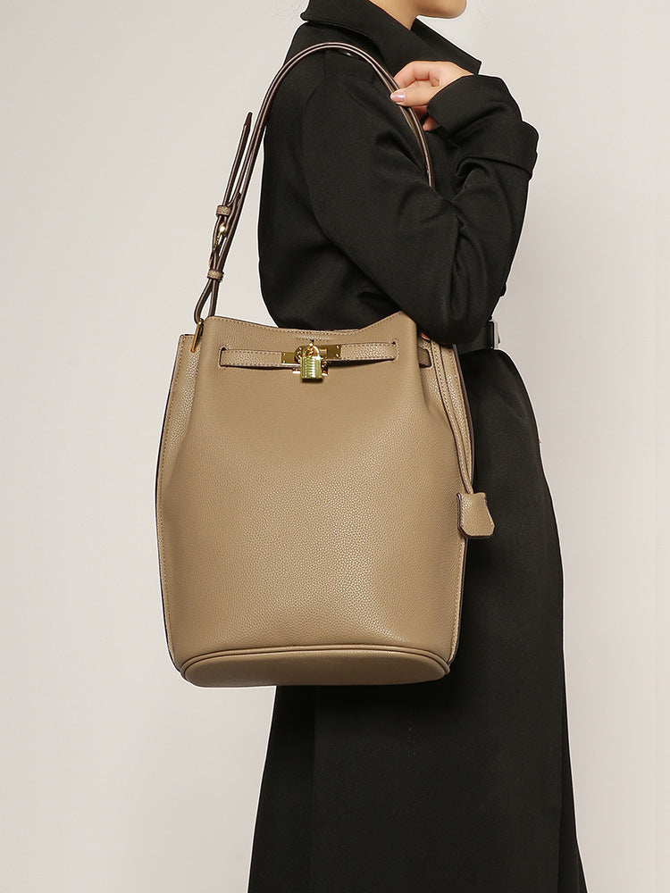 Women's Capacity Lychee Pattern Platinum Kelly Handbags