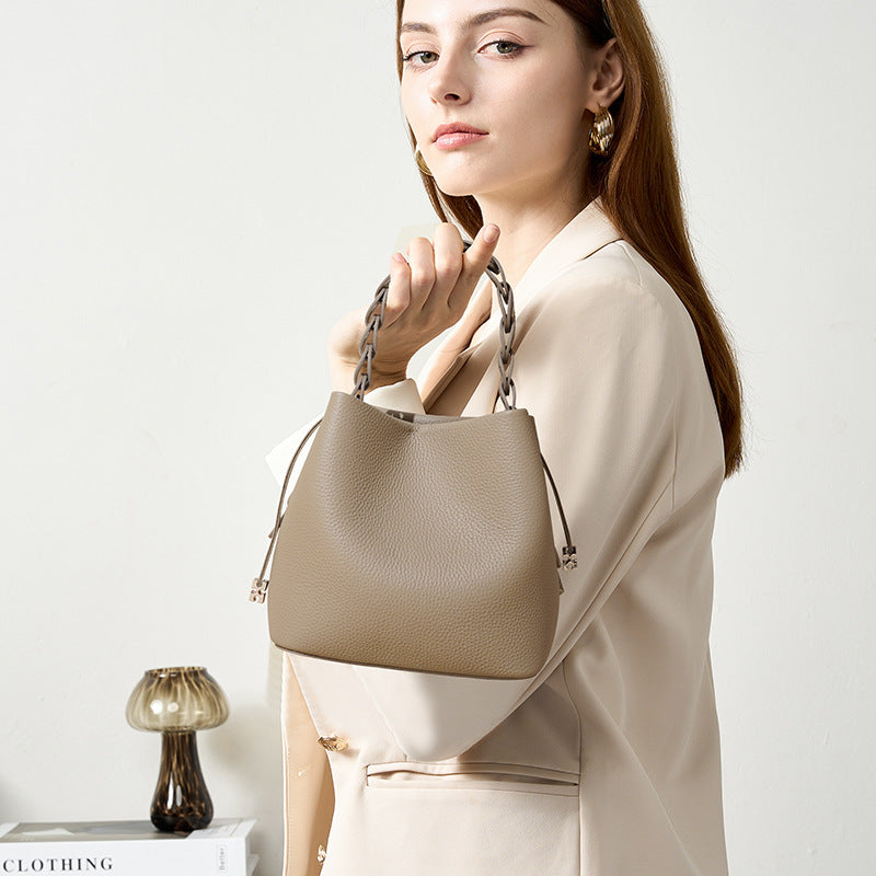 Genuine Leather Black Cowhide Female Niche Crossbody Bags