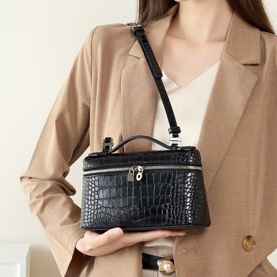 Women's Cowhide Crocodile Pattern Lunch Box High-grade Bags