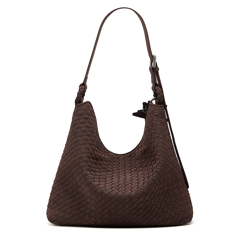 Pretty Brushed Veet Hand-woven Female Large Shoulder Bags