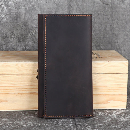 Men's Crazy Horse Leather Long Genuine First Layer Men's Wallets