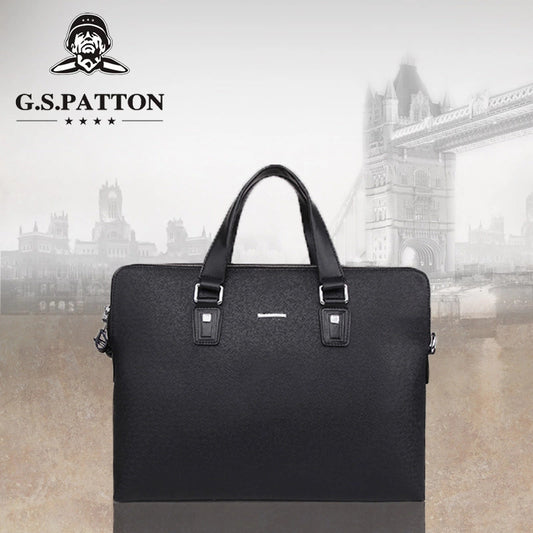 Men's Double Deck Business Leather Cross Pattern Bags