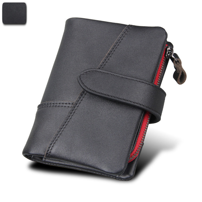 Leather For Man Retro Short Cowhide Men's Wallets