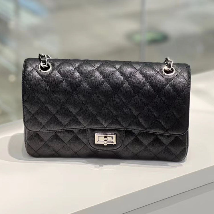 Women's Style Chain Cowhide Caviar Rhombus Underarm Crossbody Bags