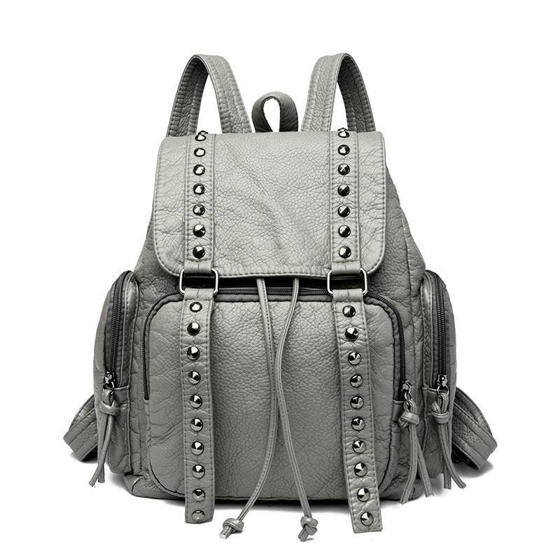 Women's Rivet Fashion Washed Leather Trendy Bags