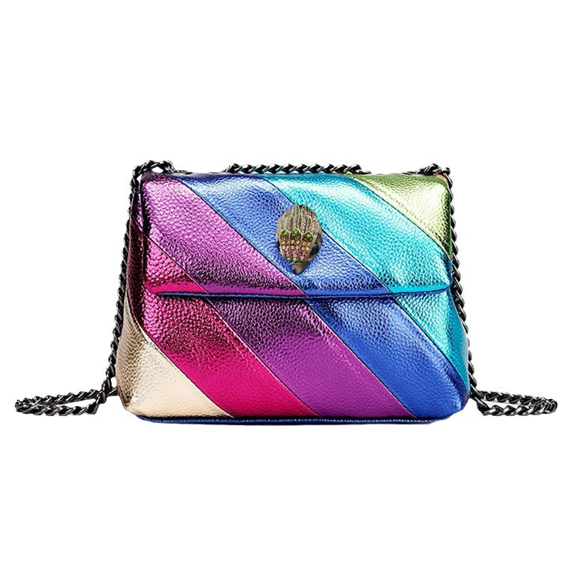 Women's Rainbow Contrast Splicing Eagle Bird Head Shoulder Bags