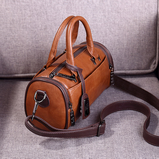 Women's Retro Motorcycle Style Portable Pillow Round Handbags