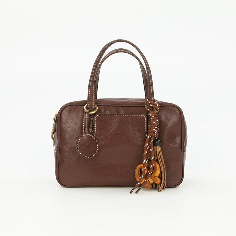 First Layer Vegetable Tanning Leather Portable Crossbody Bags