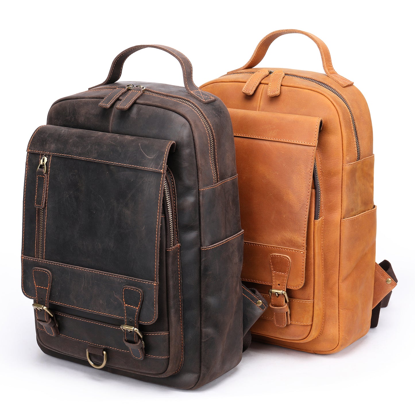 Men's Crazy Horse Leather Large Capacity Computer Backpacks