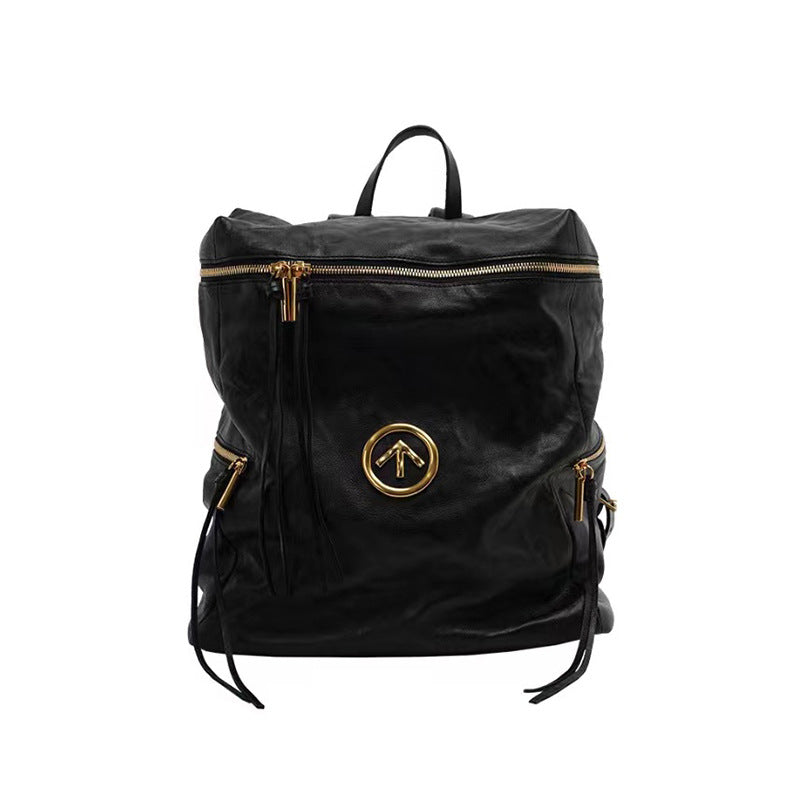 Women's Pleated Italian Black Stone Water Ripple Bags