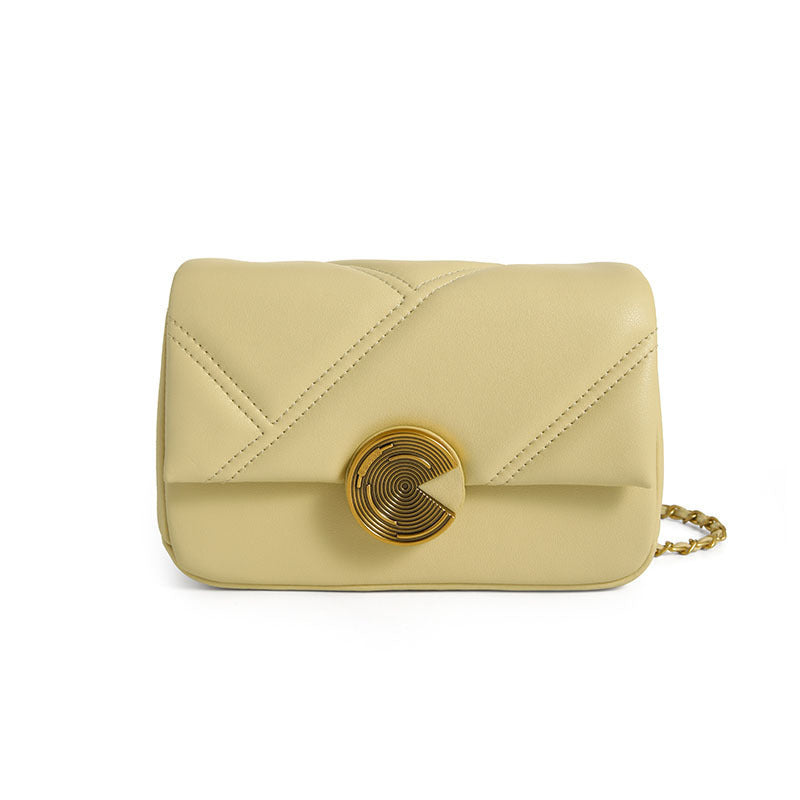 Women's Genuine Leather Trendy Rhombus Chain High Shoulder Bags