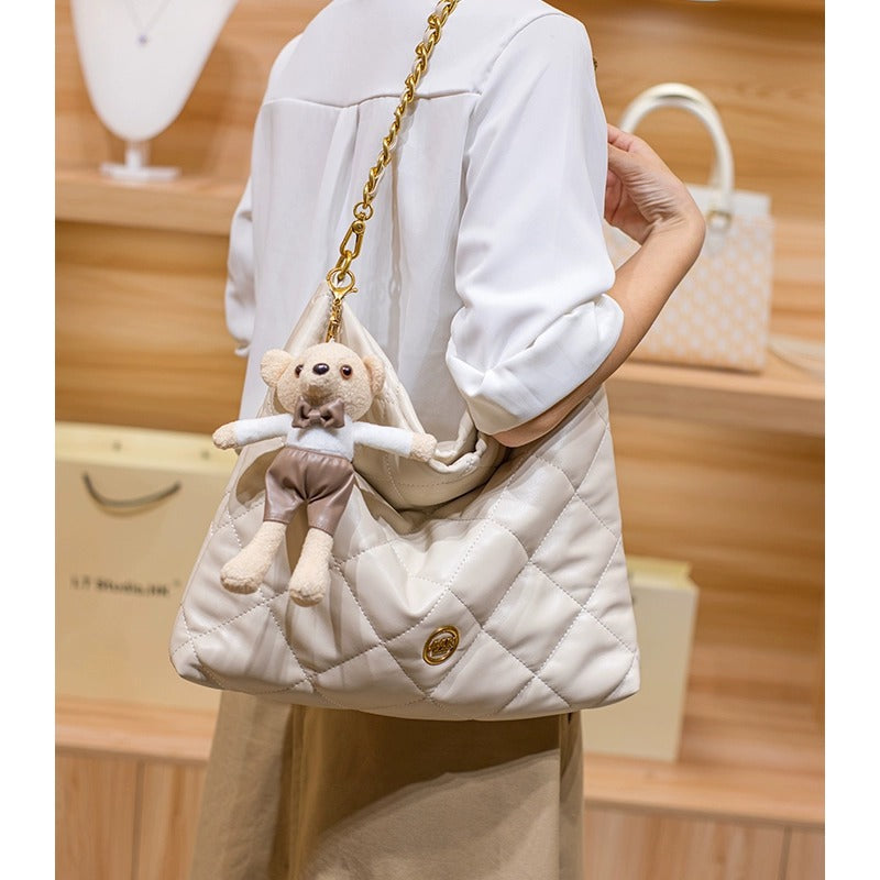 Women's Leather Simple Large Capacity Diamond Chain Shoulder Bags