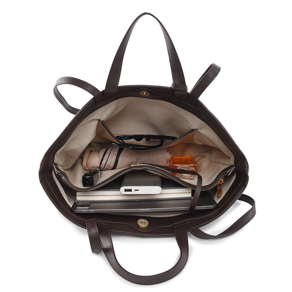 Women's Tanned Soft Leather Niche Large Capacity Trendy Shoulder Bags