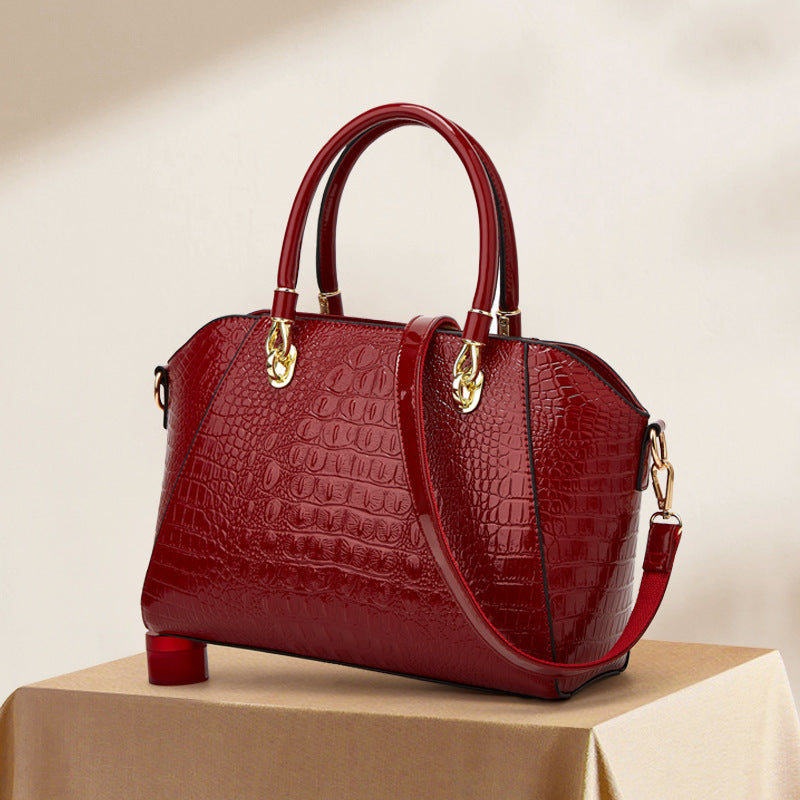 Women's Fashion Crocodile Pattern Large Capacity Commuter Handbags