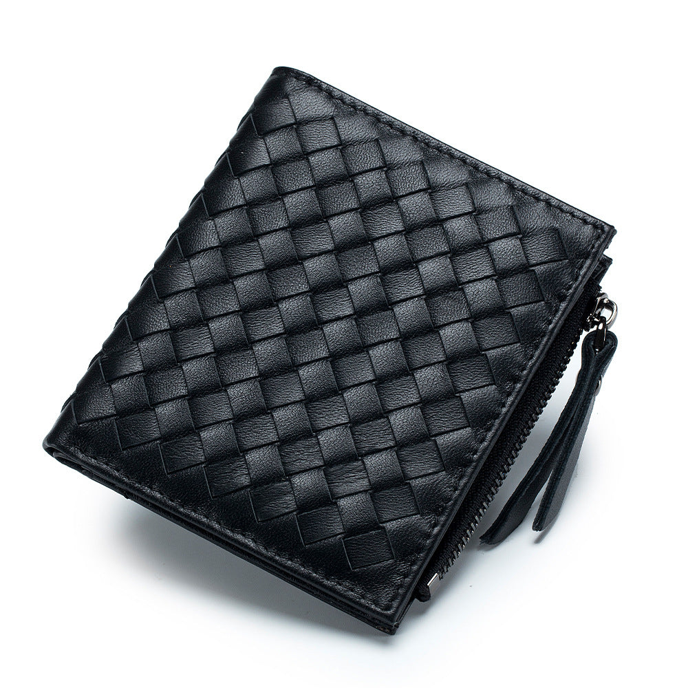 Men's Short Woven Large Capacity Fashion Zipper Men's Wallets