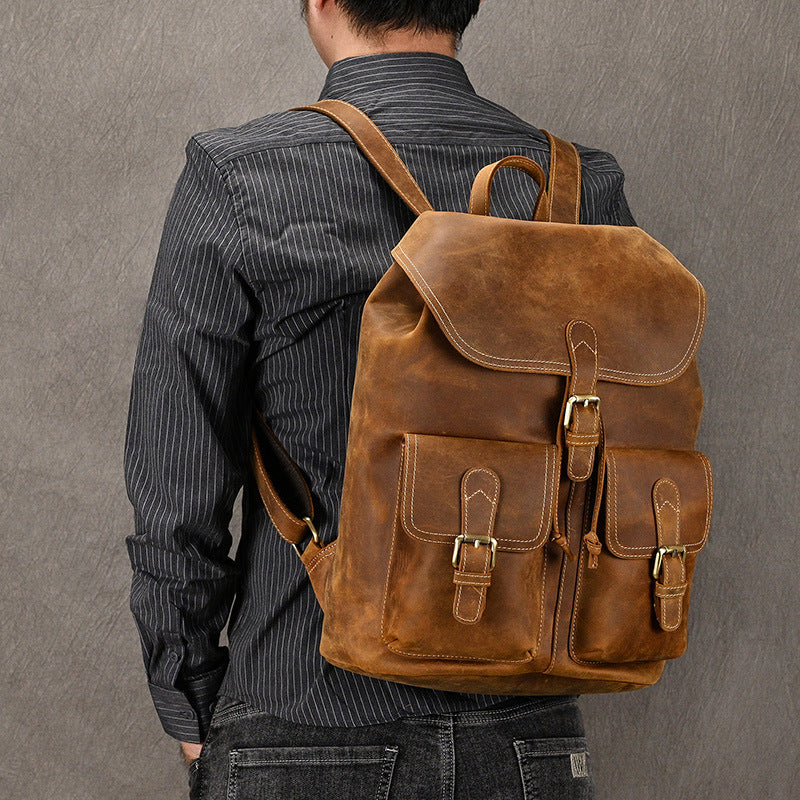 Elegant Popular Couple Retro Crazy Horse Backpacks
