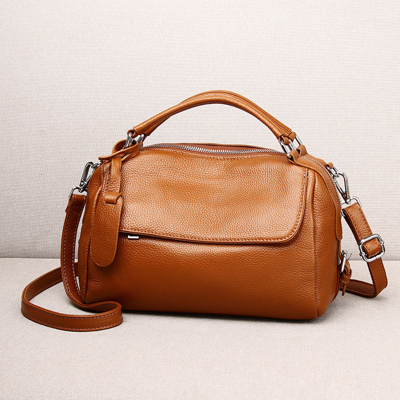 Women's Genuine Leather Portable Litchi Pattern First Handbags