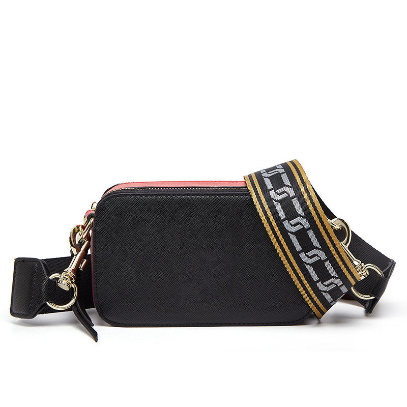 Women's J Cross Pattern Contrast Color Wide Strap Shoulder Bags