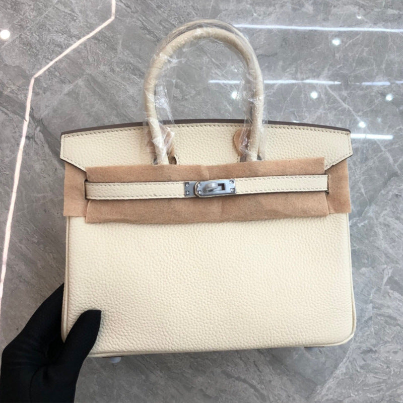 Women's First Layer Cowhide Lychee Pattern Leather Handbags