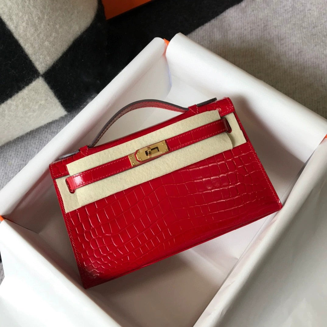 Women's Crocodile Pattern Mini Generation Kelly Genuine Crossbody Bags