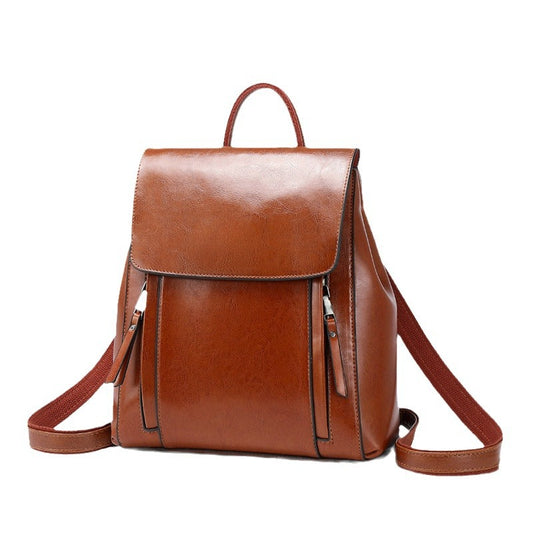 Women's Genuine Leather Fashion Cattlehide College Style Backpacks