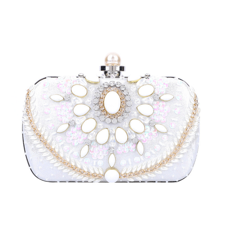 Women's Oval Acrylic Chain Fashionable Elegant Satin Evening Bags
