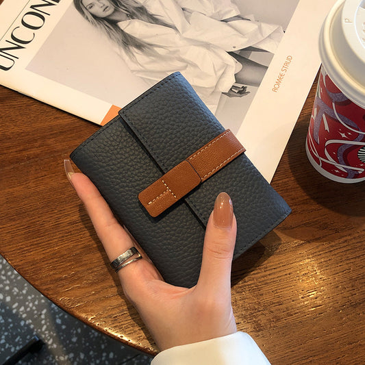 Women's Leather Short Contrast Color First Layer Ladies Wallets