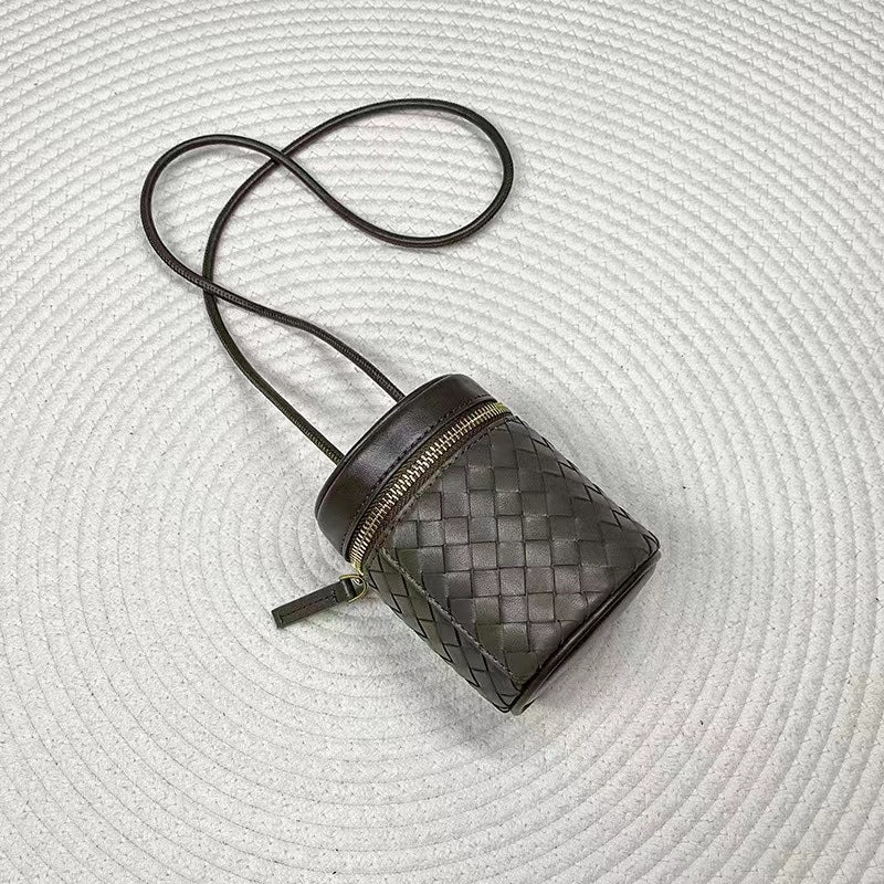 Women's Sheepskin Simple Fashion Cylinder Woven Exquisite Crossbody Bags