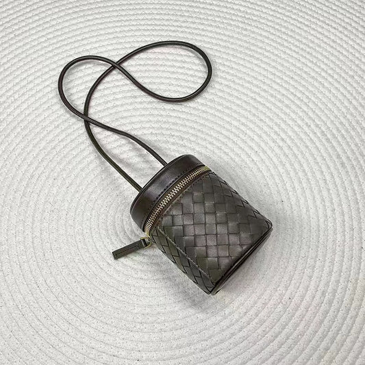 Women's Sheepskin Simple Fashion Cylinder Woven Exquisite Crossbody Bags