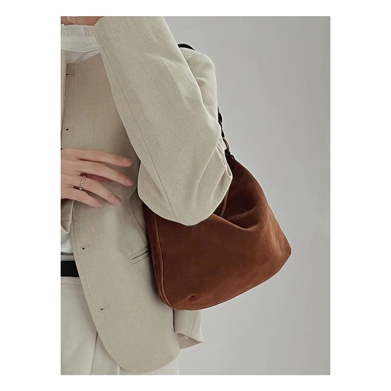 Women's Niche Underarm Leather Baguette Layer Cowhide Shoulder Bags