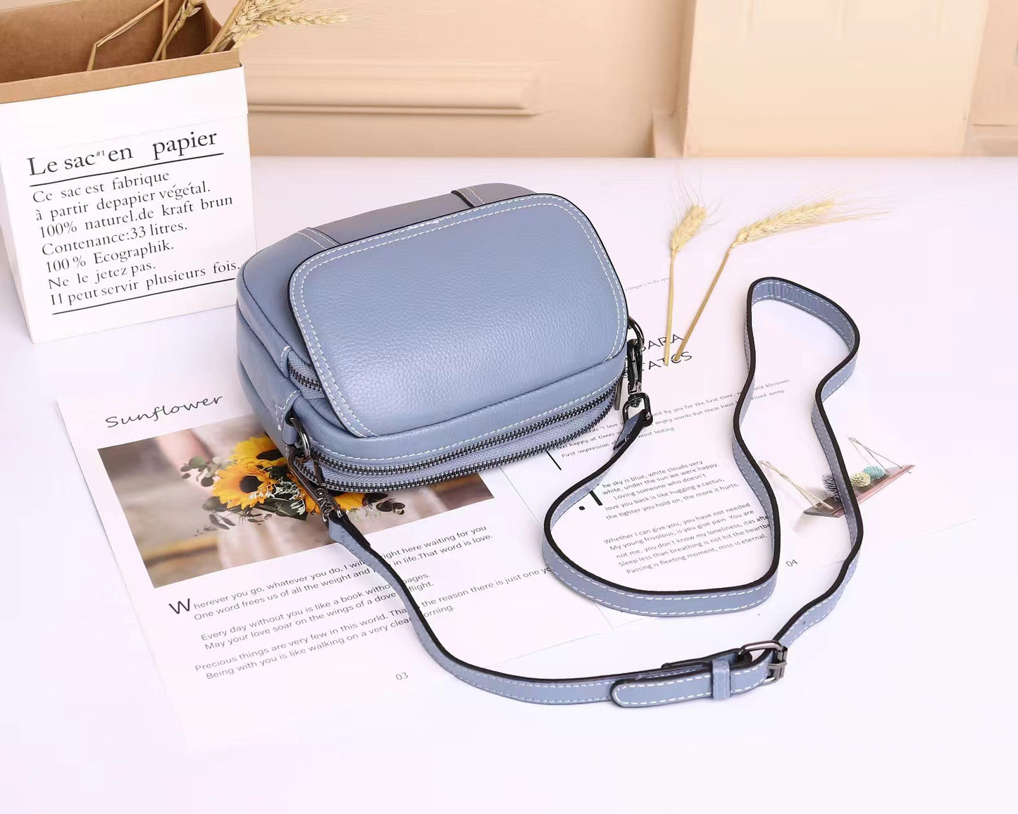 Women's Leather Korean Top Layer Cowhide Round Shoulder Bags