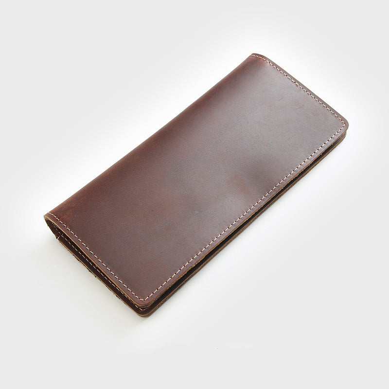 Men's Retro Leather Long First Layer Cowhide Simple Crazy Horse Men's Wallets