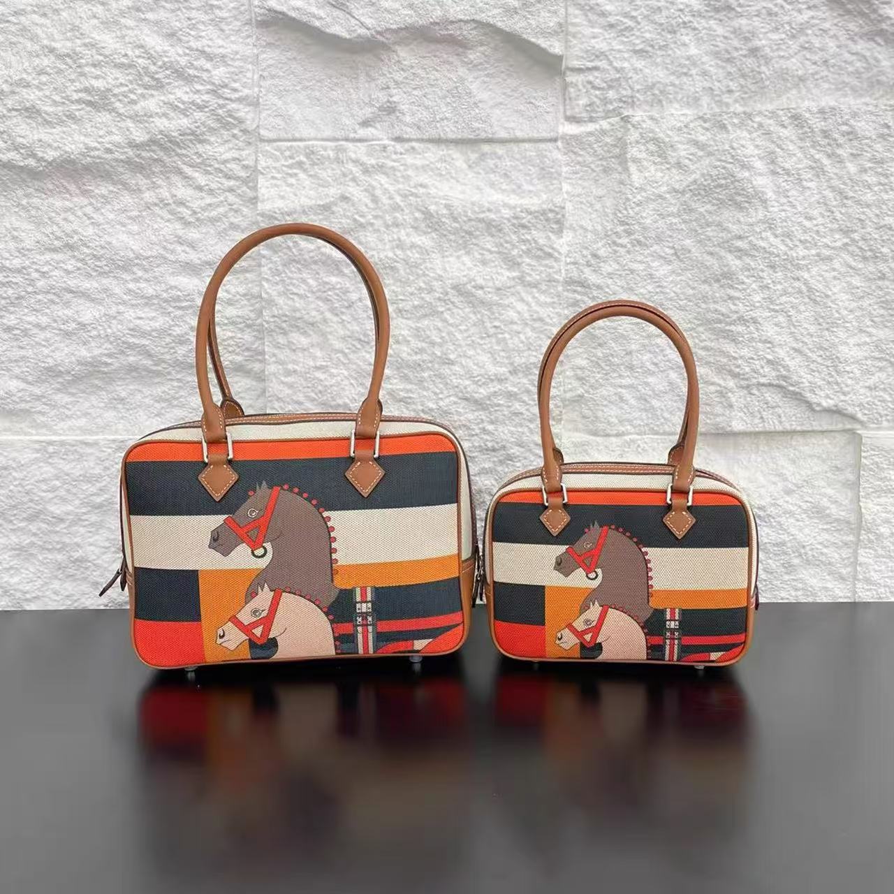 First Layer Cowhide Stitching Canvas Iti Tote Bags