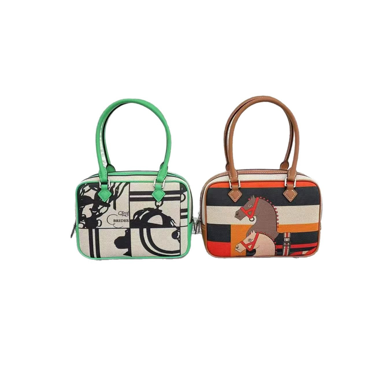 First Layer Cowhide Stitching Canvas Iti Tote Bags