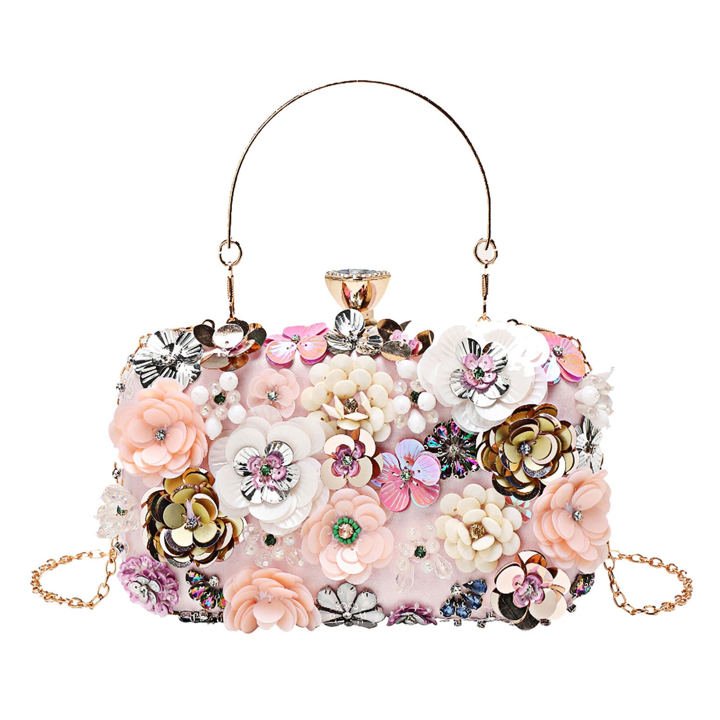 Handmade Pearl Embroidery Flowers Banquet Lady Evening Bags