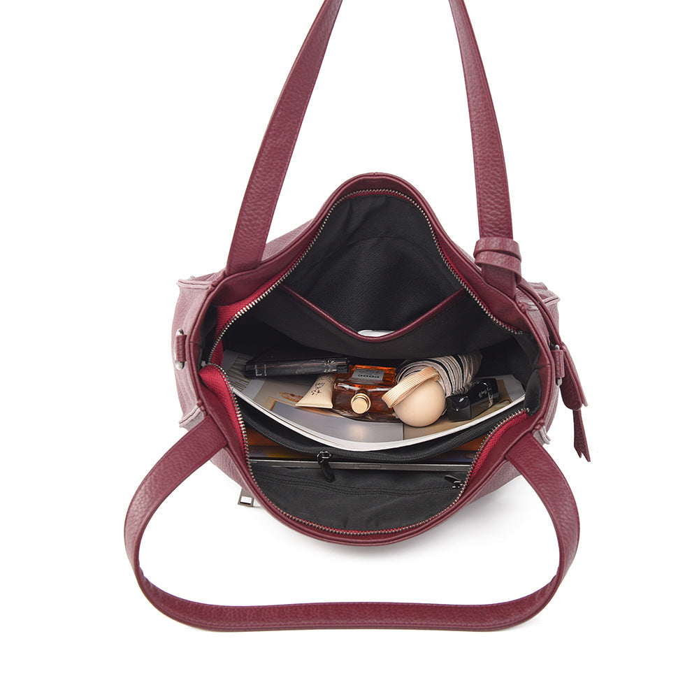 Women's Elegant Large Capacity Soft Leather Commuter High Shoulder Bags