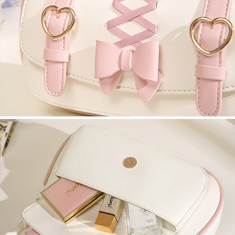 Women's Portable Underarm Baguette Lolita Bow Sweet Bags
