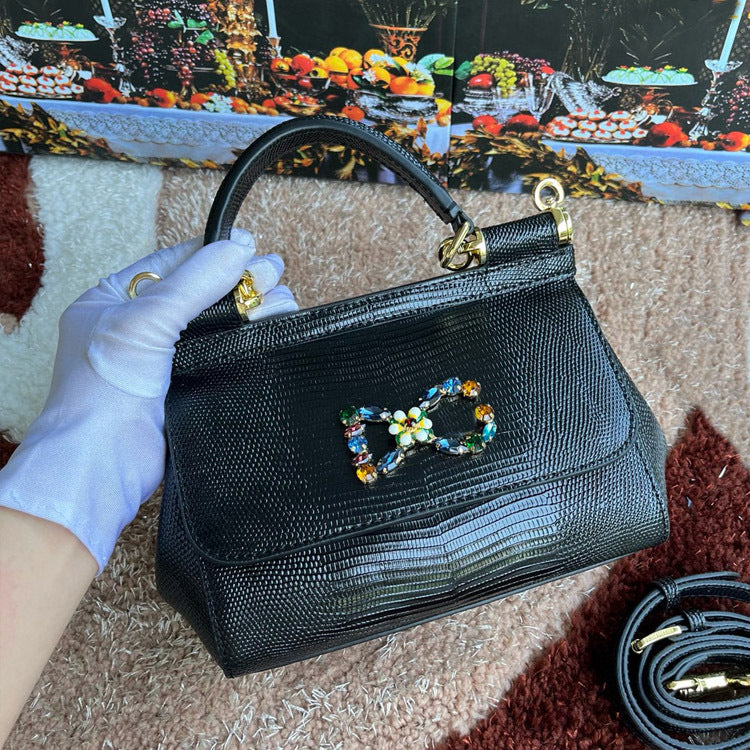 Women's Simple Miss Sicilian Lizard Pattern Portable Handbags