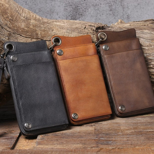 Women's & Men's & Layer Cowhide Long Versatile Handmade Men's Wallets