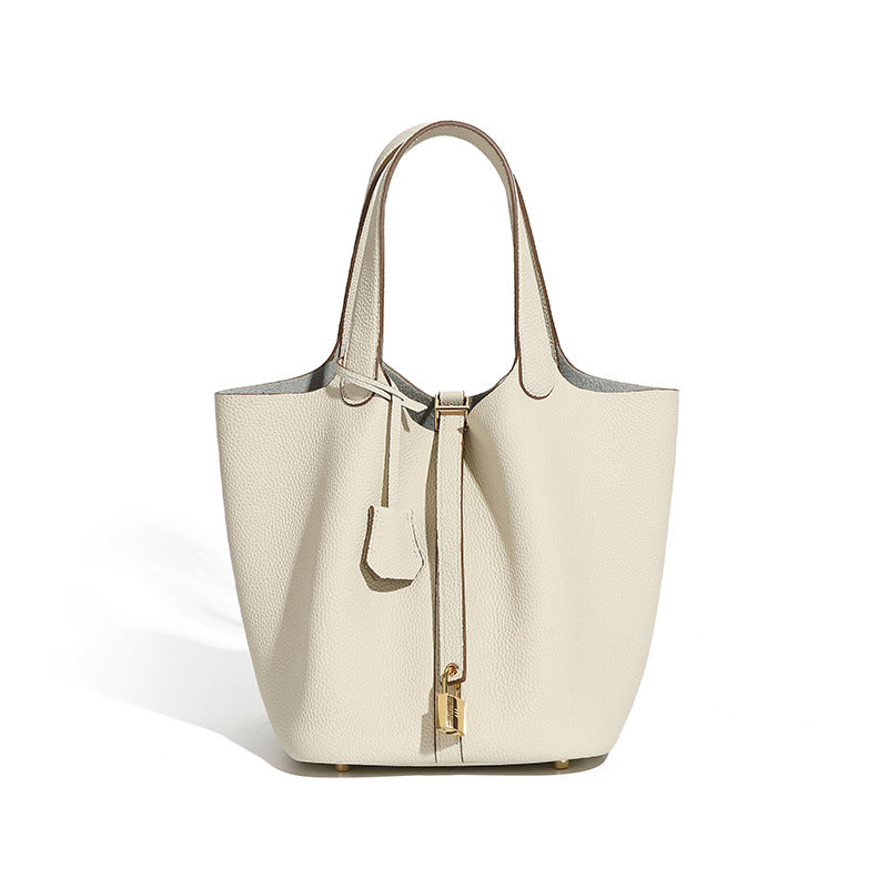 Women's Quality Genuine Leather Vegetable Basket First Layer Cowhide Niche Handbags