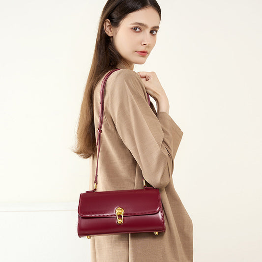 Women's Planet Baguette Genuine Leather French Minority Shoulder Bags