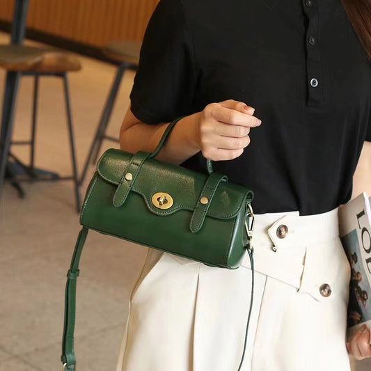 Women's Tanned Leather Cowhide Cambridge Fashion Vintage Crossbody Bags