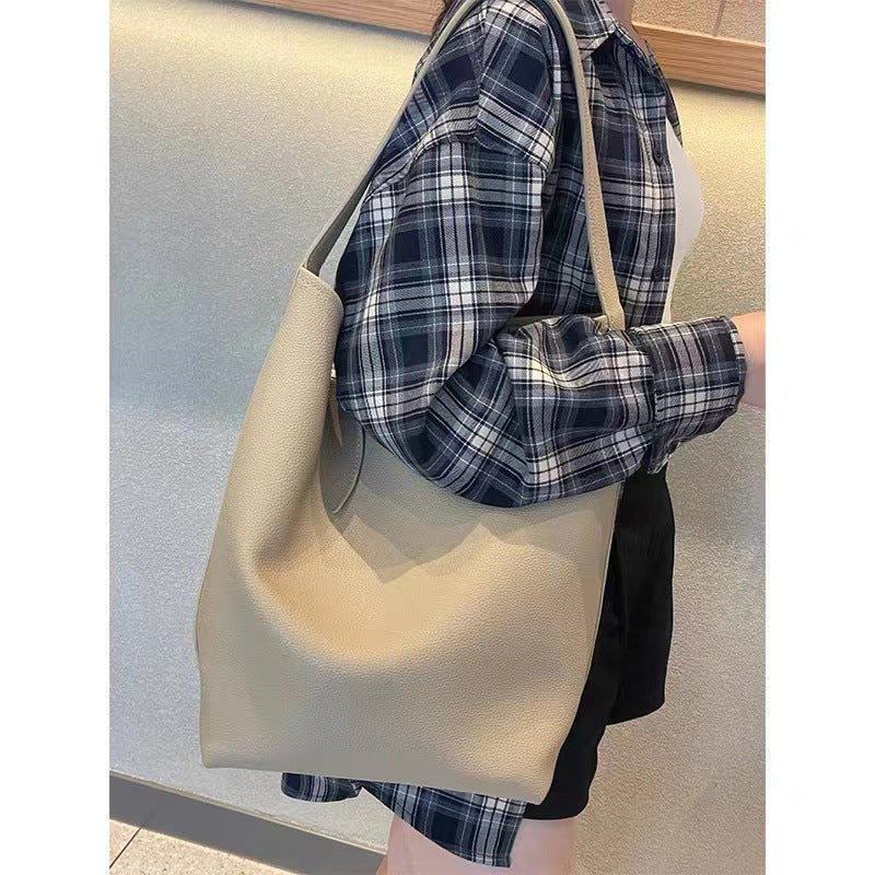 Women's Mei Na Litchi Pattern Large Capacity Summer Shoulder Bags