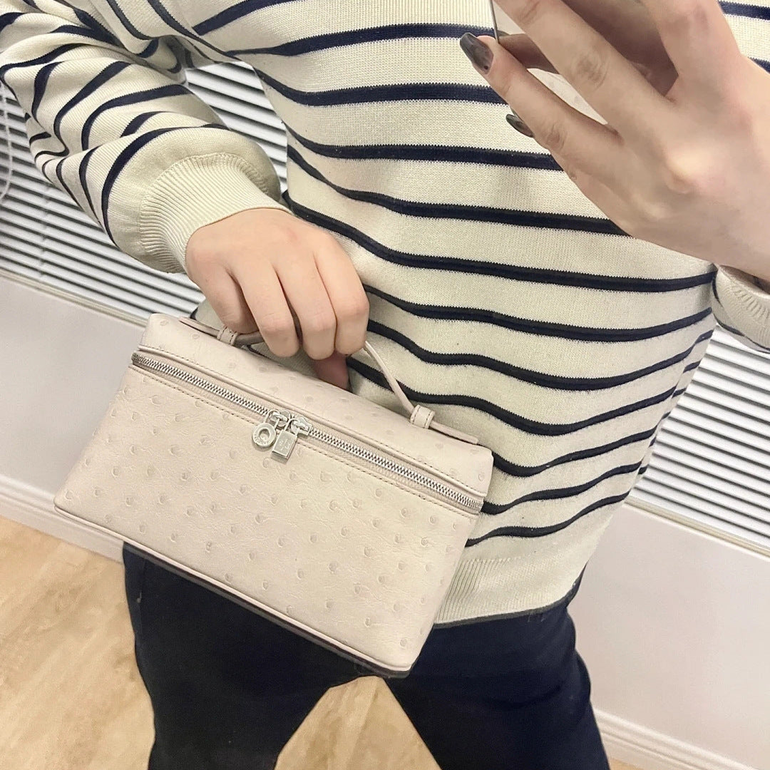 Women's Lunch Box Ostrich Grain Cowhide Fashion Crossbody Bags