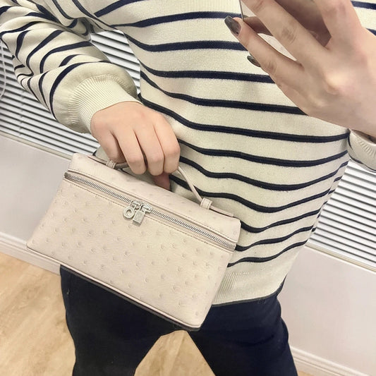 Women's Lunch Box Ostrich Grain Cowhide Fashion Crossbody Bags